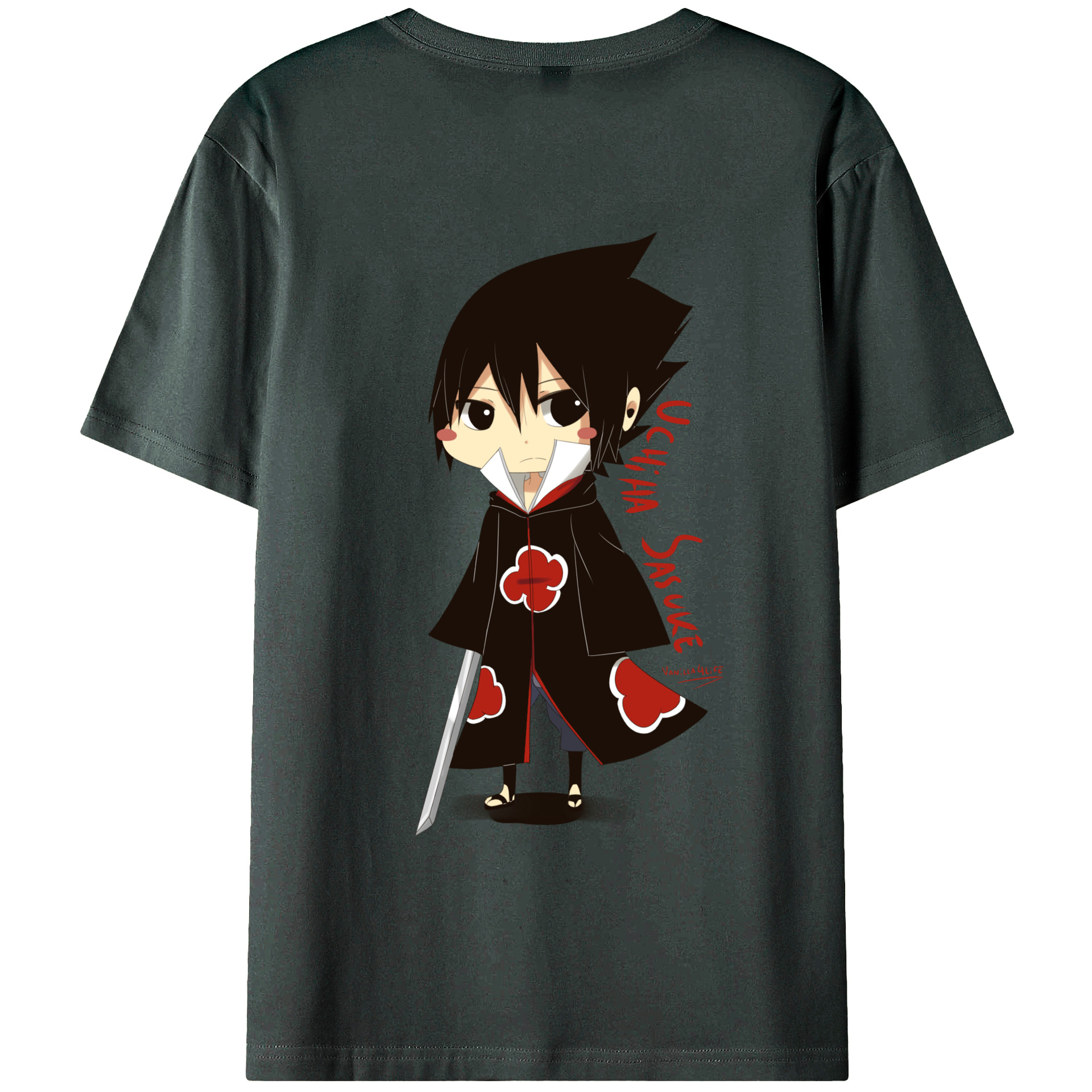 （画像用） NARUTO -ナルト- うちは サスケ Uchiha Sasuke 綿100％ メンズ半袖Tシャツ（バックプリント） 通気性